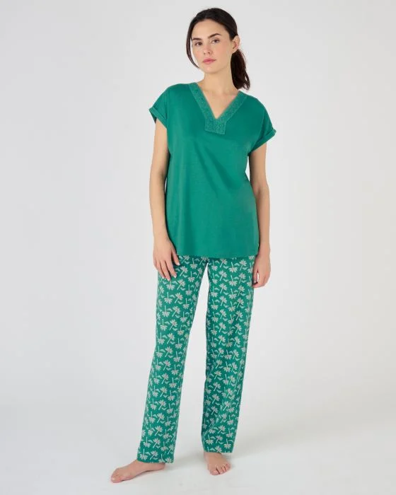Pyjama dentelle pur coton peigné