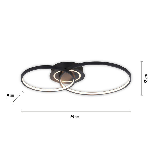 LED-Deckenleuchte ASMINA, schwarz
