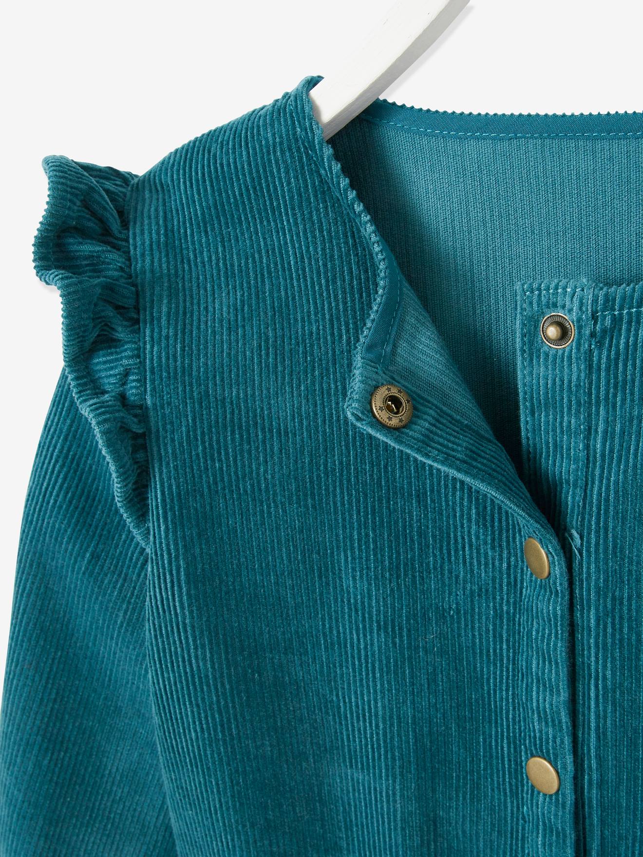 Combinaison velours à volants fille vert foncé