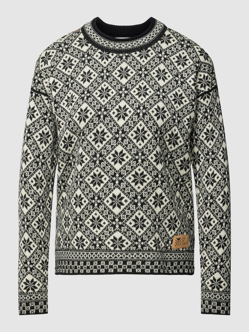 Strickpullover mit Allover-Muster Modell 'Bjorøy' in schwarz