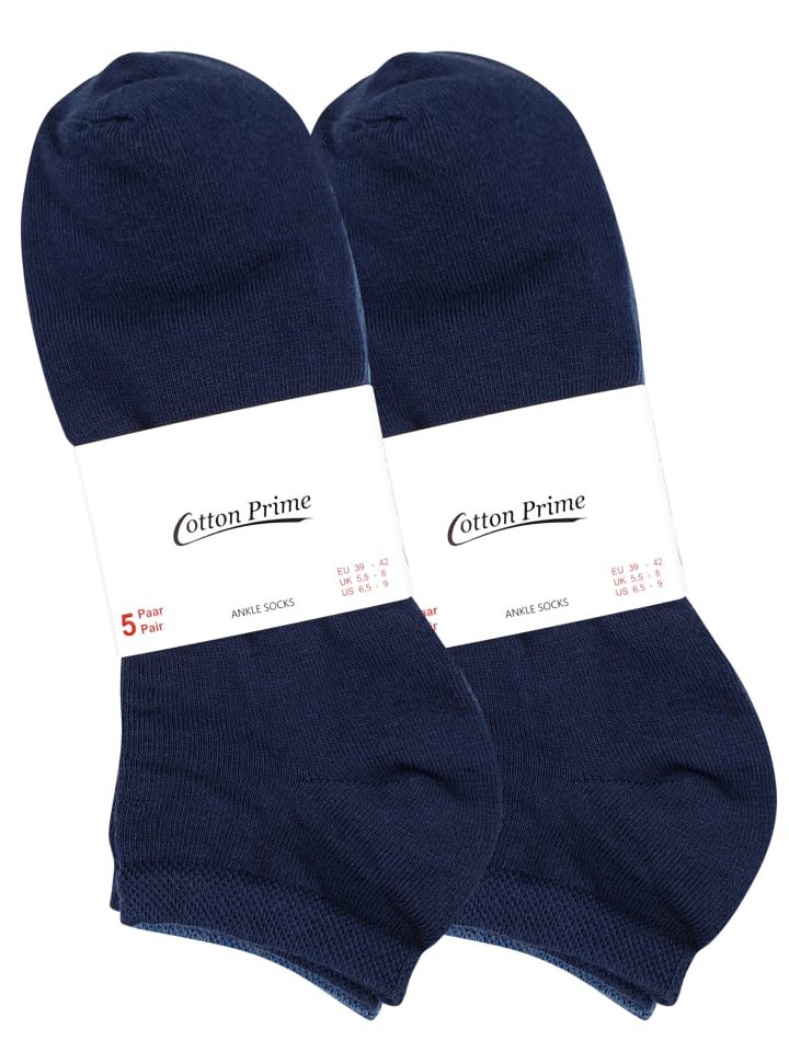 Cotton Prime® 10 Paar COTTON-Essentials Sneaker-Socken in Blau günstig kaufen