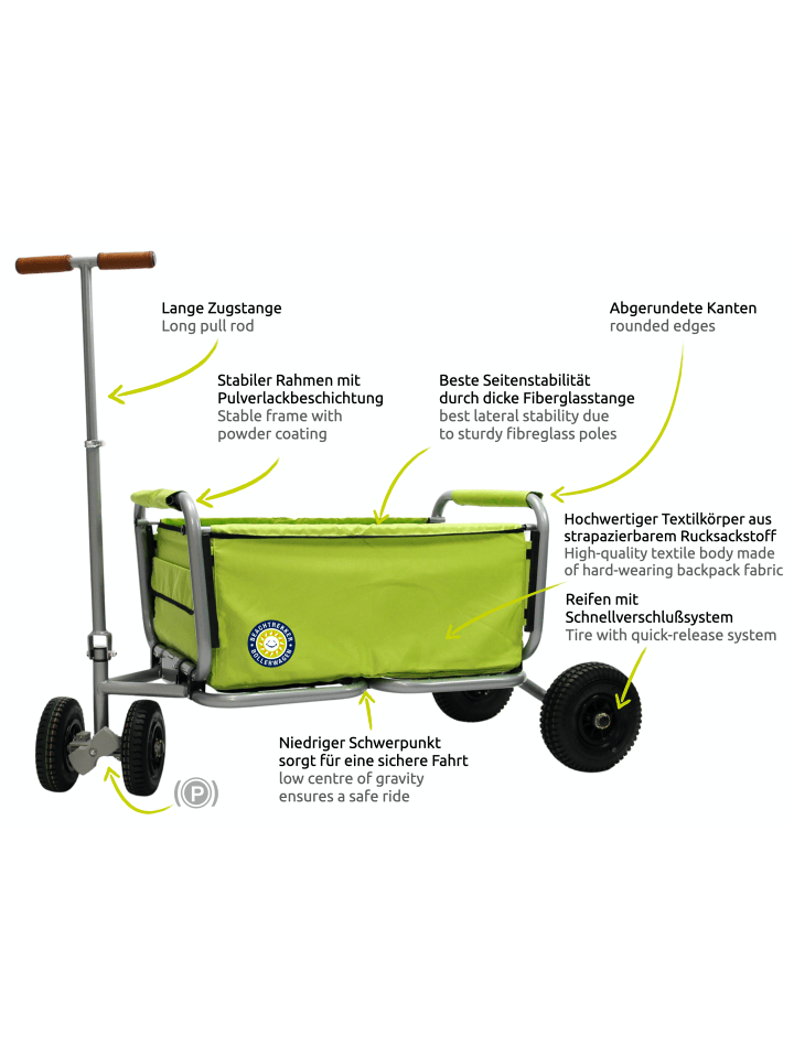 Beachtrekker Beachtrekker LiFe faltbarer Bollerwagen   Bremse, klappbarer Handwagen (Grün) günstig kaufen onesize