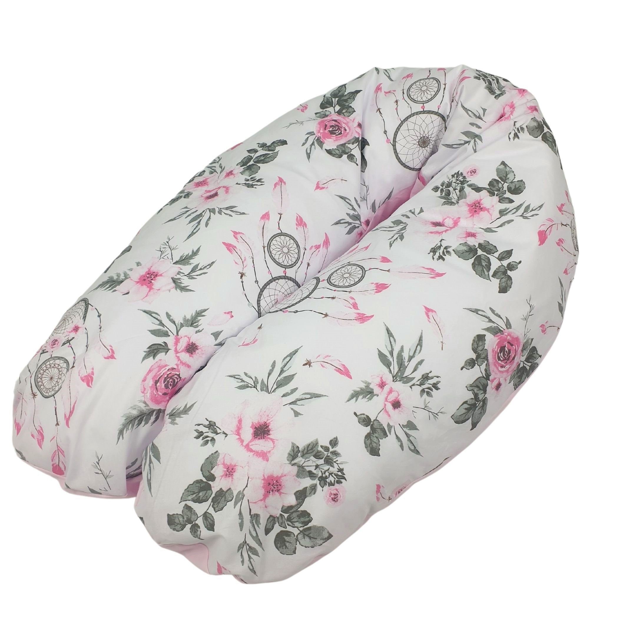Babymajawelt Stillkissen Stillkissen mit Perlenfüllung, Schwangerschaftskissen, Seitenschläferkissen inkl. Bezug, Mikroperlenfüllung 1-2mm, XL 190x64, Made In EU, Prall gefüllt, Individuell anpassbar