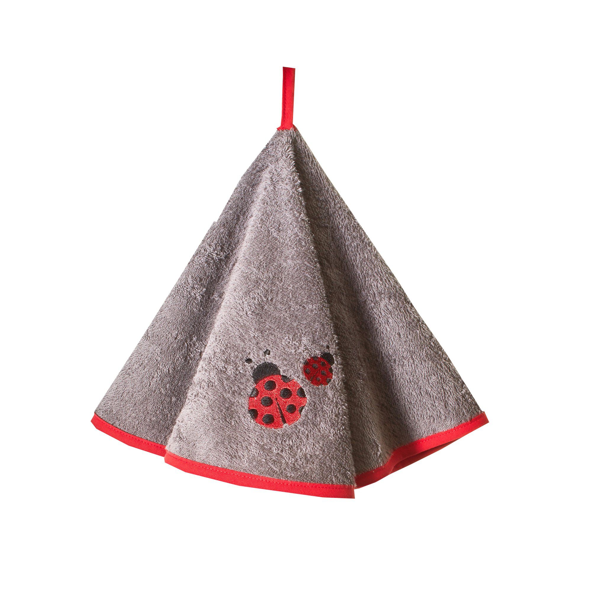 Torchons ronds éponge brodée coccinelle
