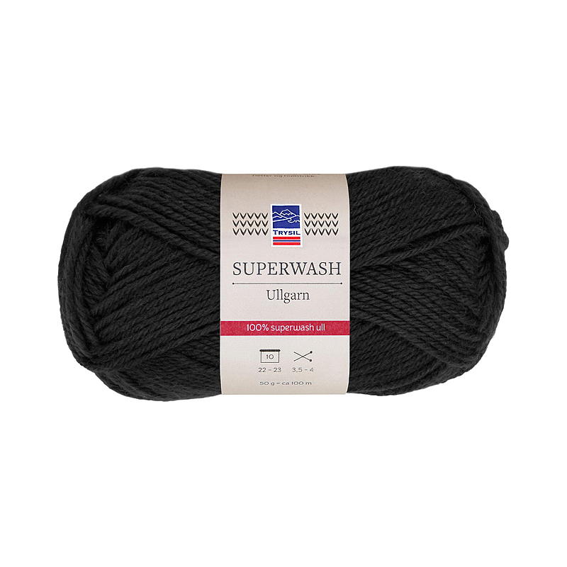 Trysil Superwash ullgarn 100% ren ny ull, sort