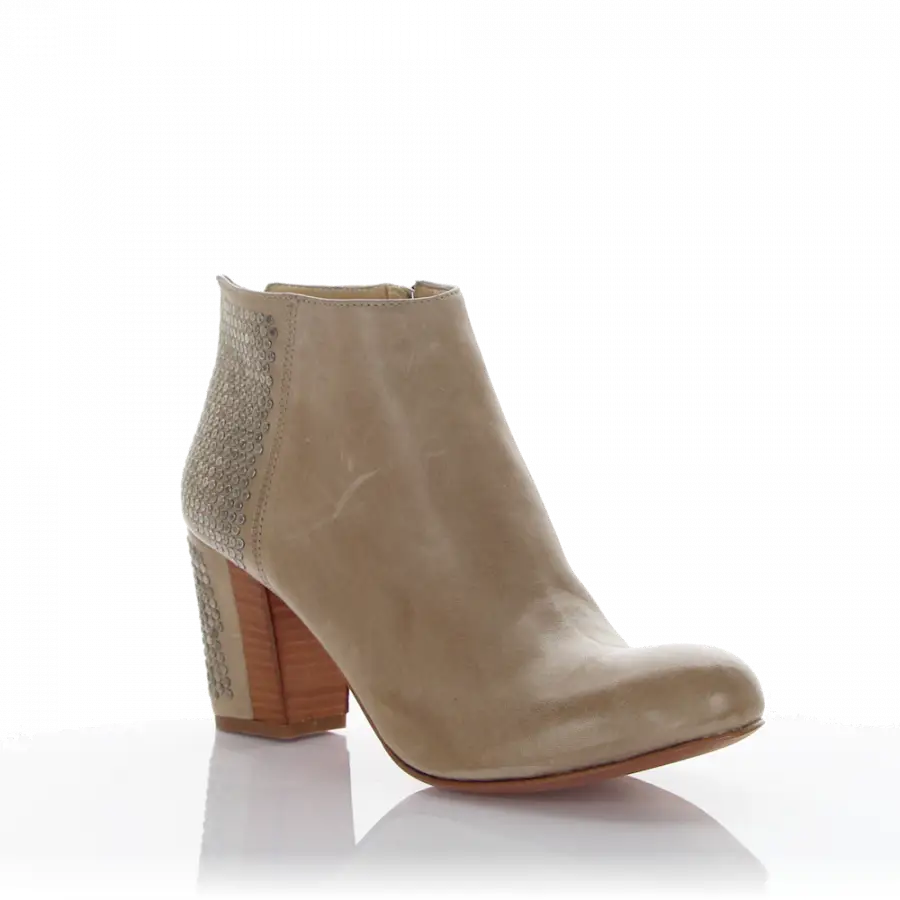 Rossano Bisconti - Stiefeletten Kalbsleder Nieten beige - grau