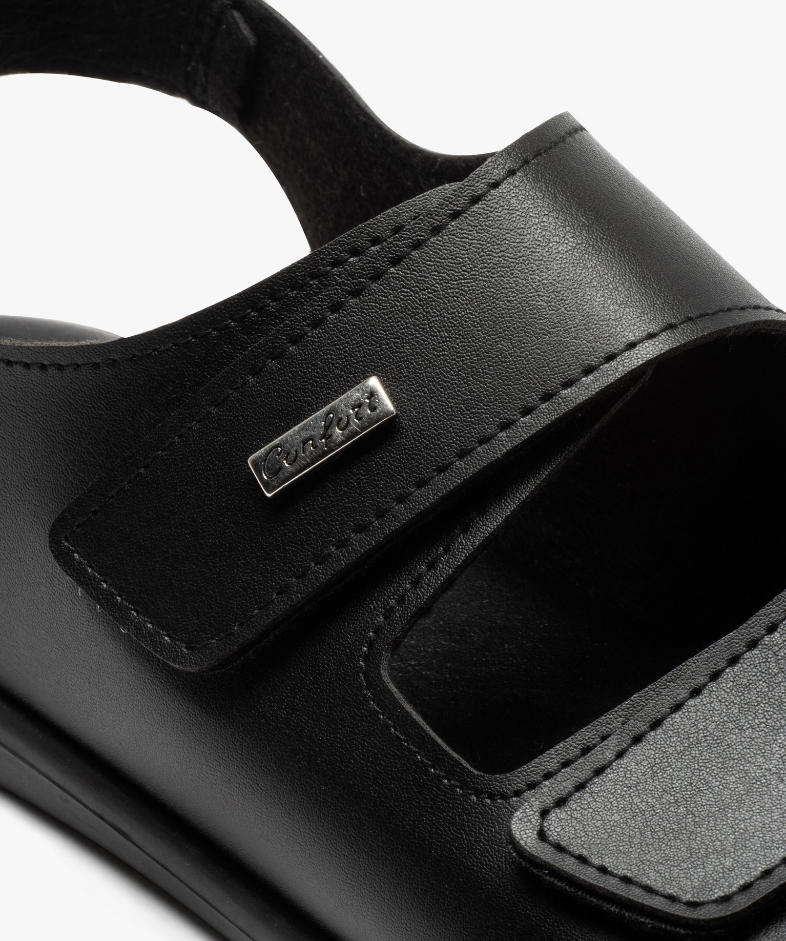 Sandales homme confort unies avec brides à scratch noir | GEMO