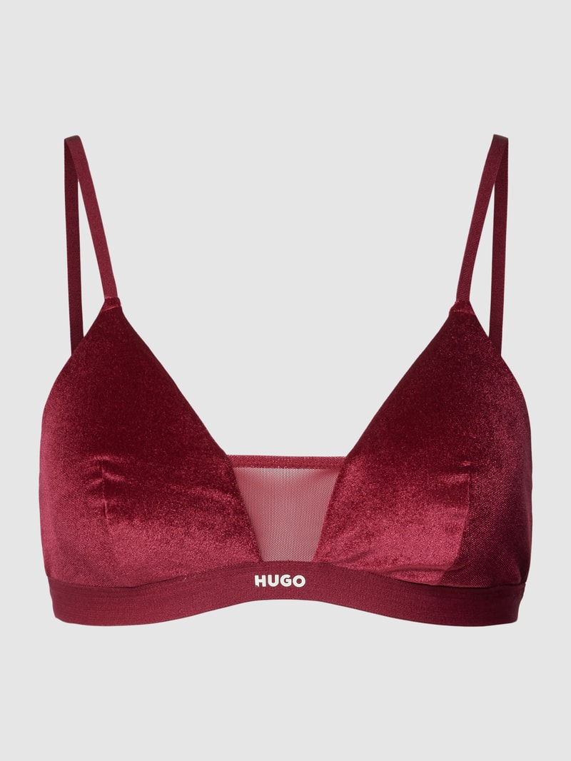 BH mit Label-Print Modell 'Velvet' in bordeaux rot