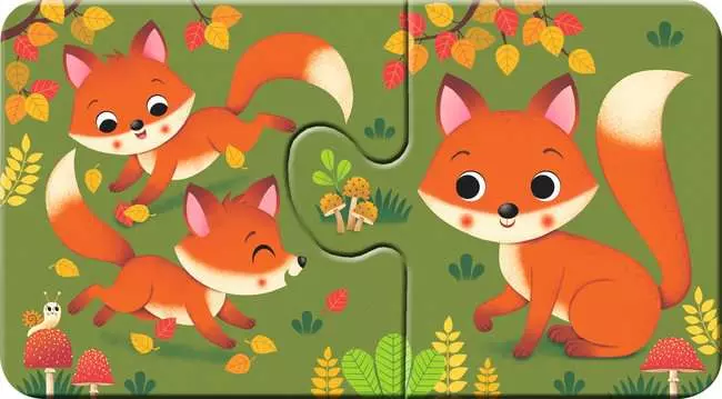 Kinderpuzzle ab 2 Jahren - Tiere und ihre Kinder - 2 Teile