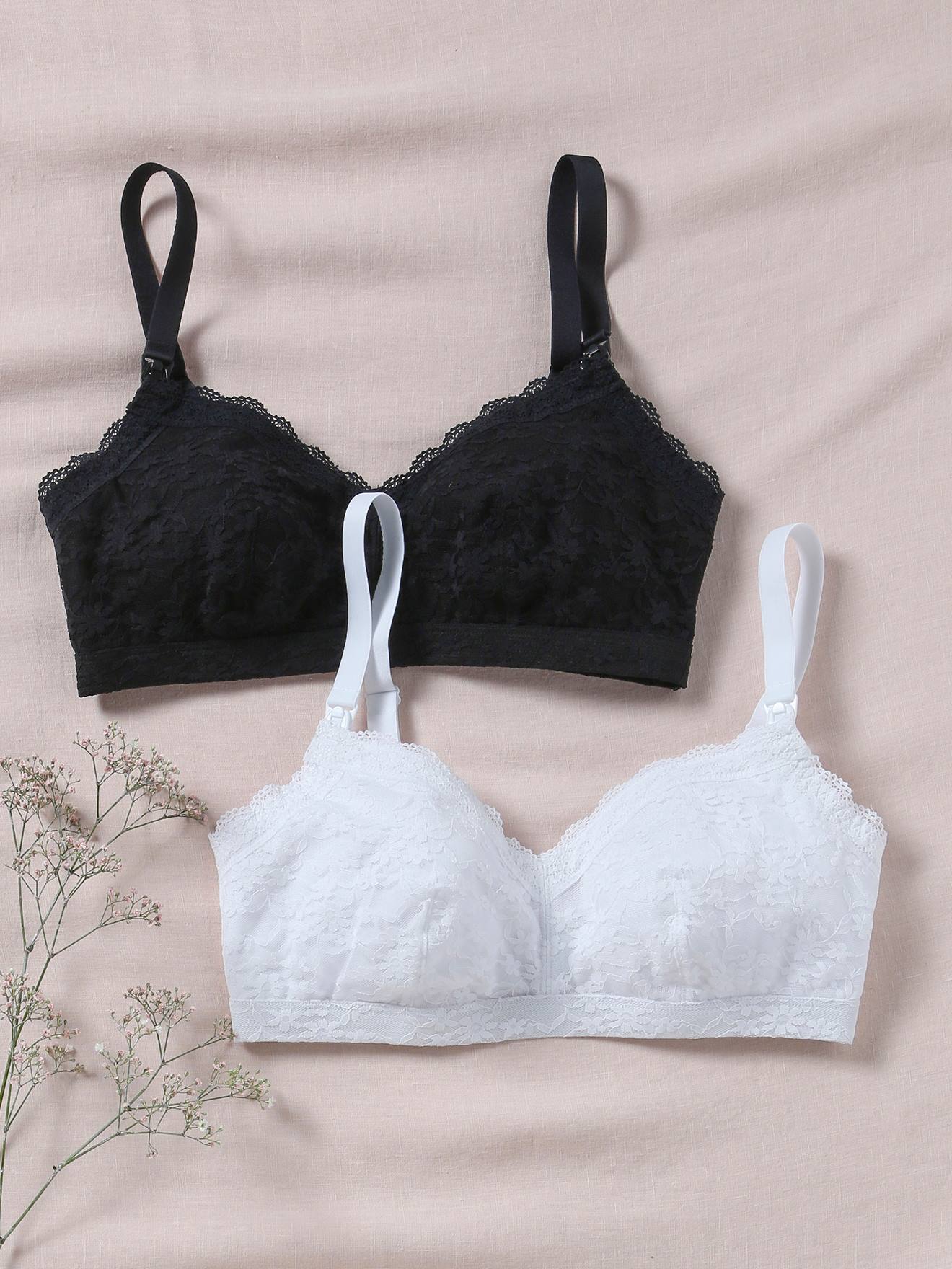 Vertbaudet 2er-Pack Still-BHs, Spitze mit softem Futter - schwarz