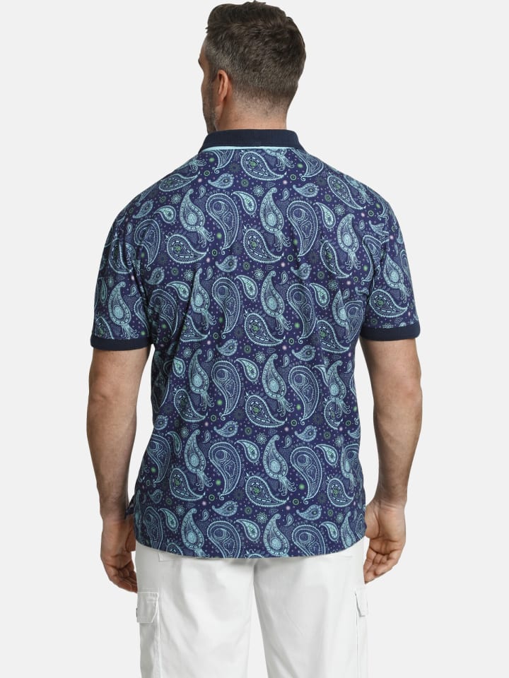 Charles Colby Poloshirt EARL SUITBERT in blau gemustert günstig kaufen XXL