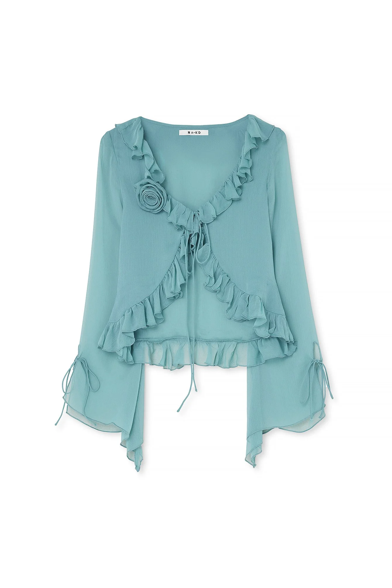 Rüschenbluse mit Schnürdetail