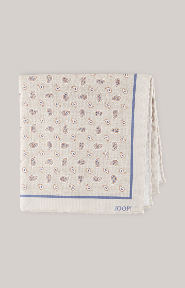 Seiden-Einstecktuch in Beige/Braun