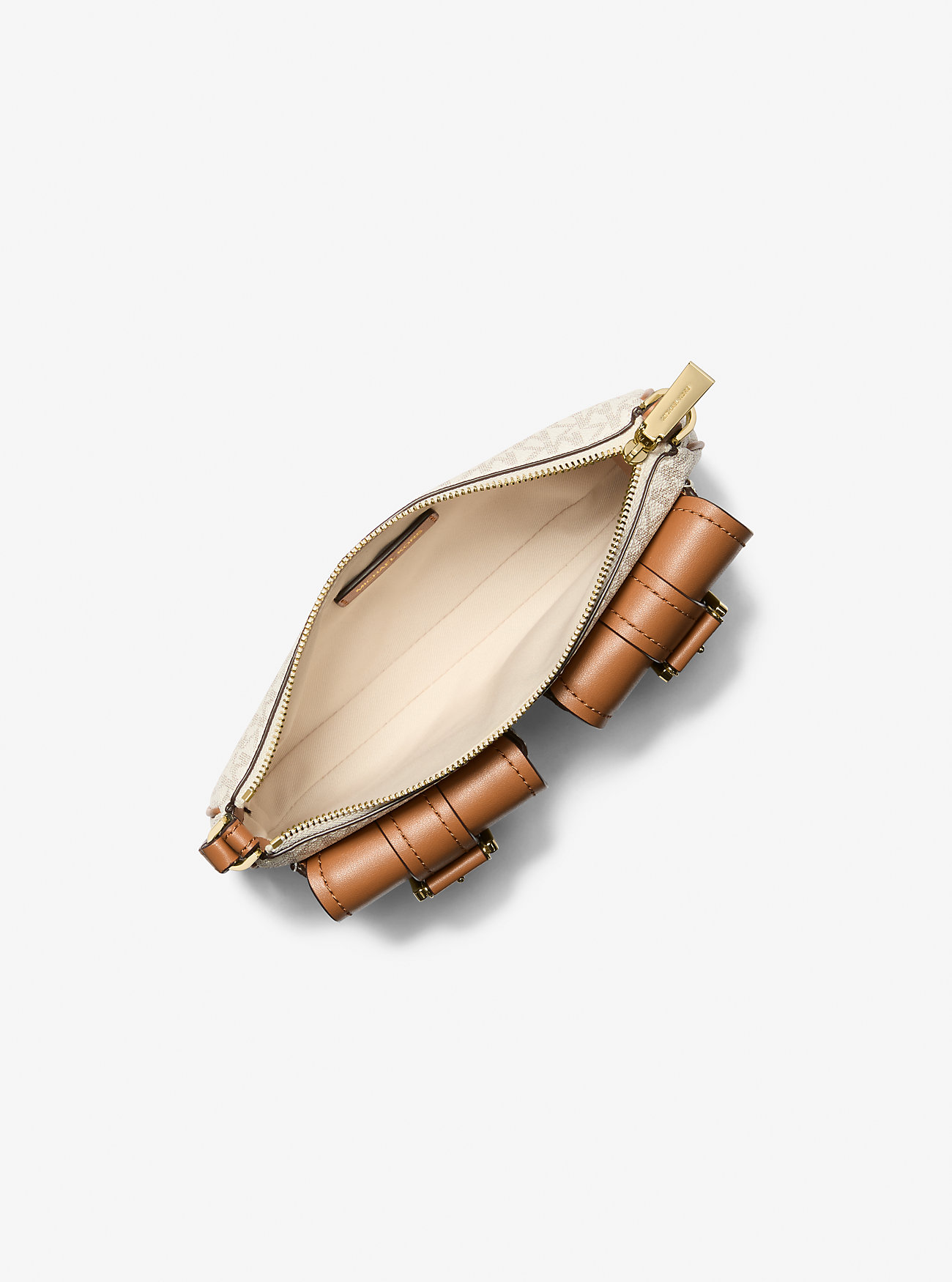 Zoe Liten Clutch Med Signaturlogo – VANILJE/EIKORN