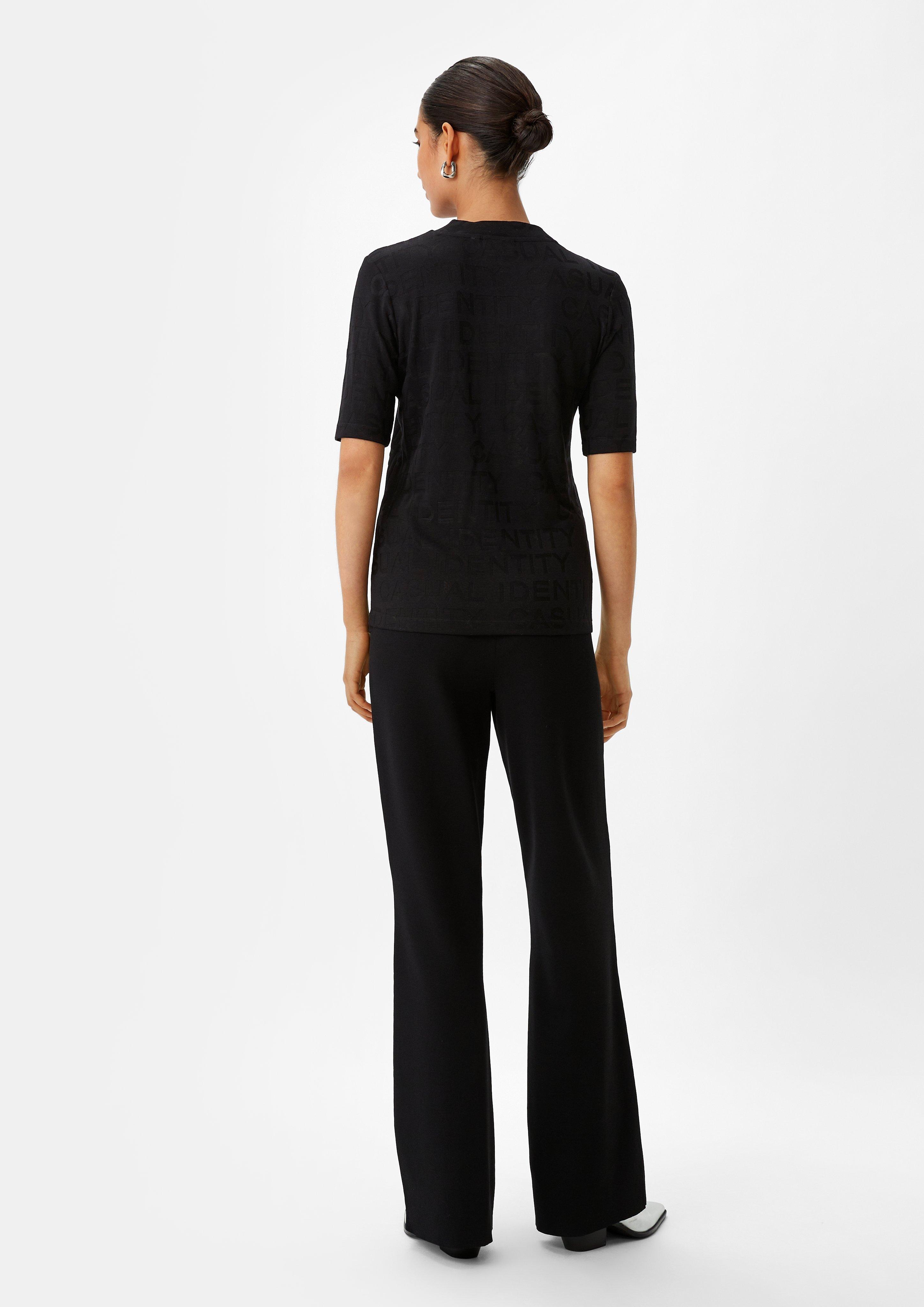 Jacquard-Shirt aus Viskosemix - schwarz