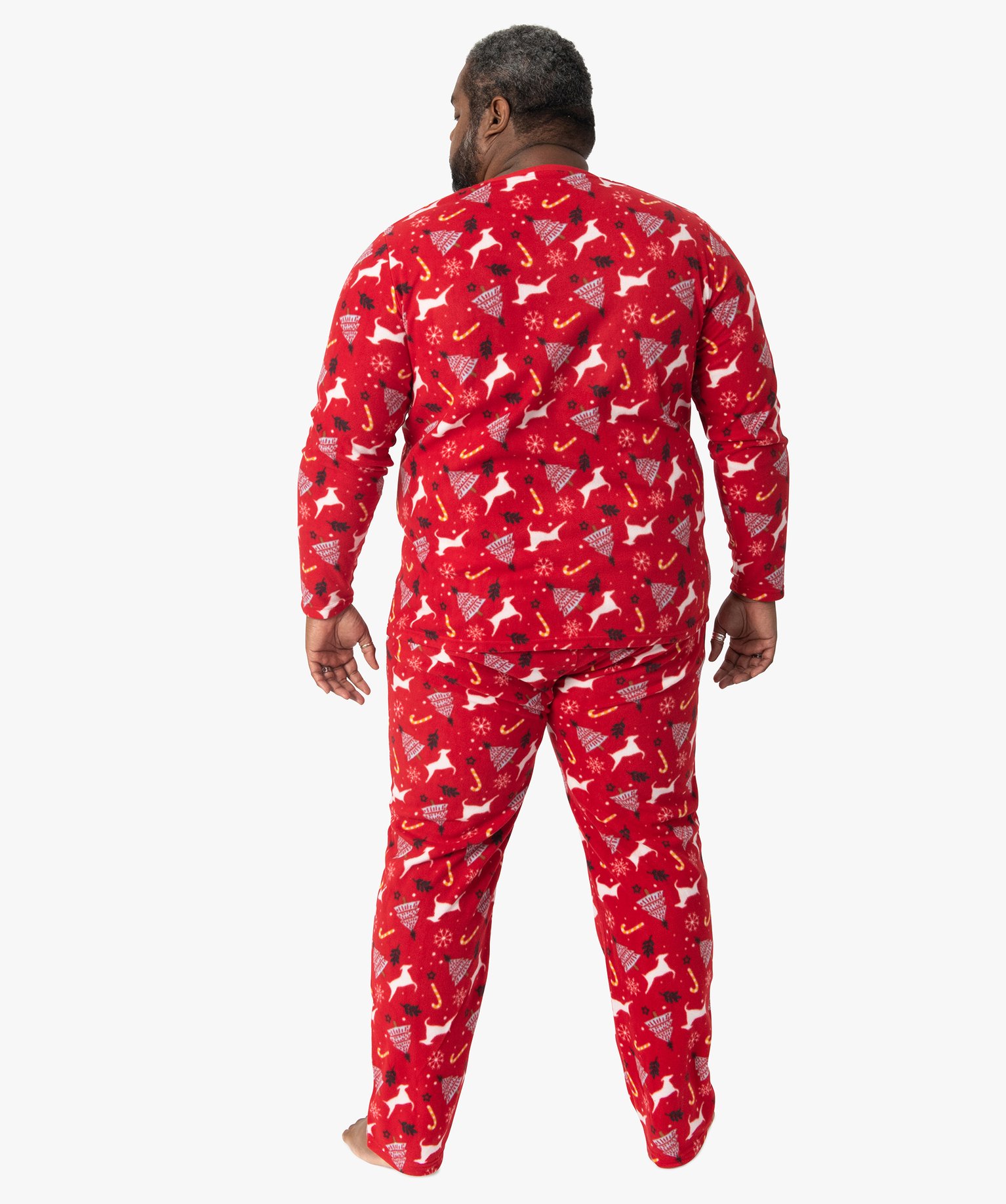 Pyjama homme grande taille en polaire motif Nol rouge | GEMO