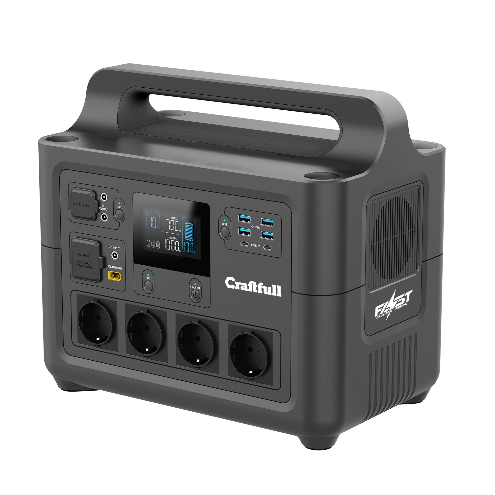 Craftfull Powerstation Stromgenerator Fast Charge PS1800 3 J. Garantie Powerstation Stromerzeuger Powerbank inkl. intelligentes Batteriemanagementsystem - Schnelllade-Powerstation 58000 mAh (230 V, 1 St), Tragbarer Akku - mobile Stromversorgung - Not
