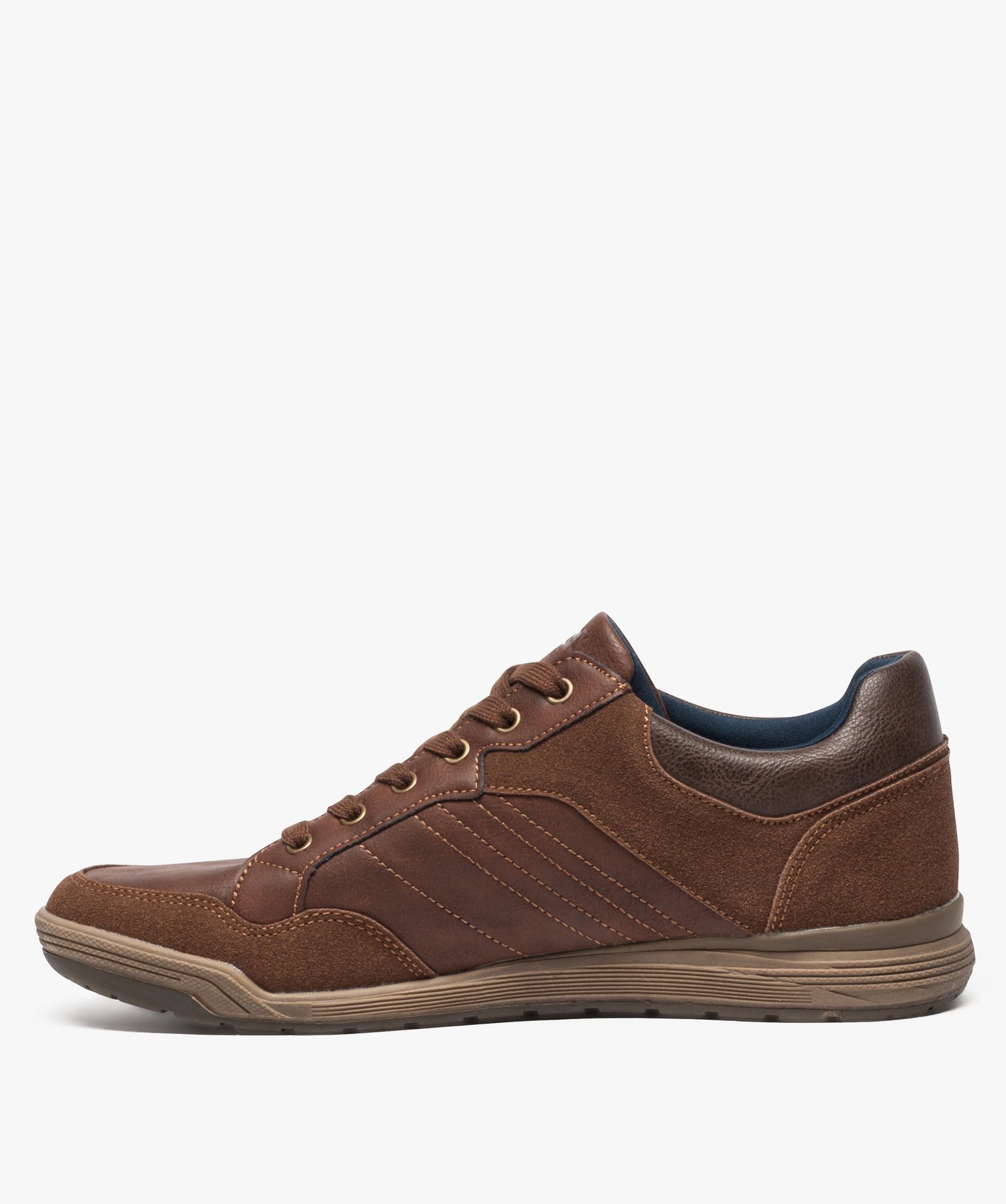 Baskets homme baskets de ville multimatières avec surpiqres camel | GEMO