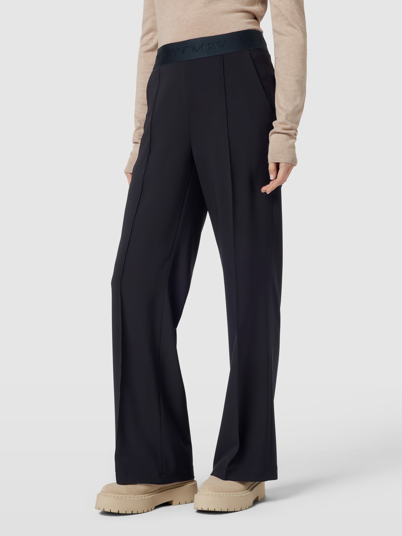 Flared Stoffhose mit elastischem Logo-Bund in marineblau
