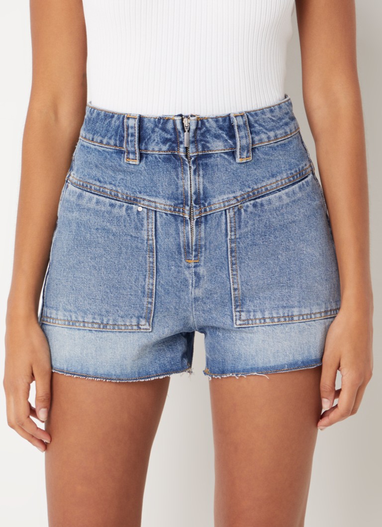 Pantaloni scurți din denim David cu talie înaltă, skinny, de la ba&sh