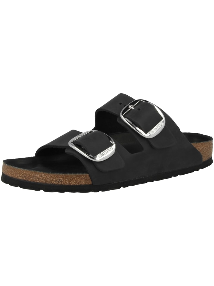 Birkenstock Sandale Arizona Big Buckle Geöltes Nubukleder Schmal in schwarz günstig kaufen