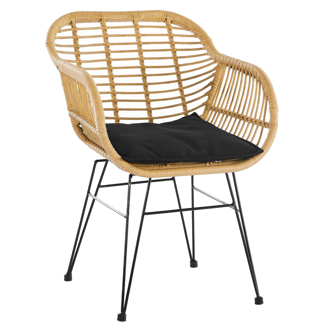 Happy Home Happy Home Casual-Set 3 tlg. Balkonset Sitzgruppe HGS43-SCH helles Rattan mit Sitzkissen in schwarz
