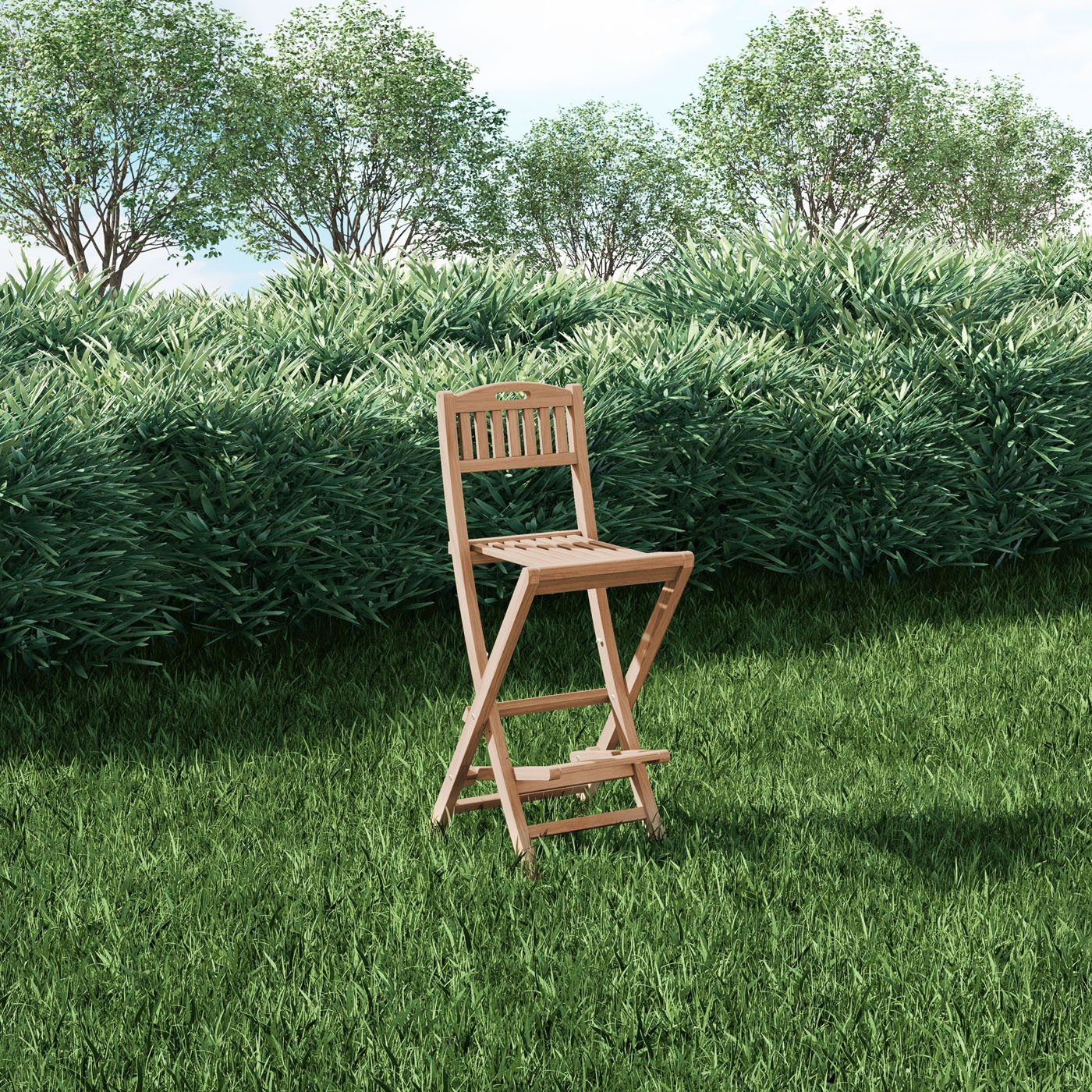 KMH Gartenstuhl TEAK Barhocker (klappbar) (102086)