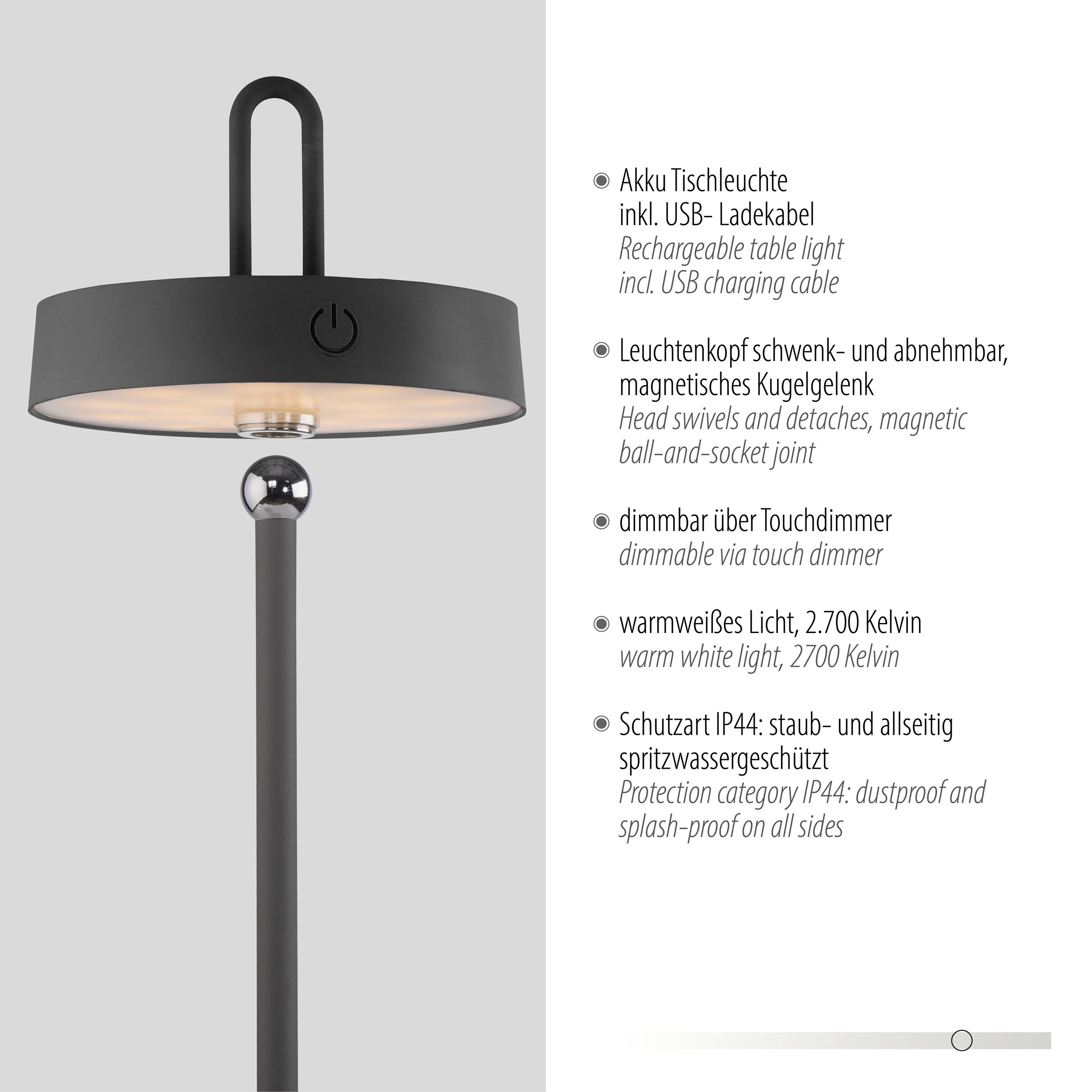 JUST LIGHT.LED-Akku-Tischleuchte 1flg