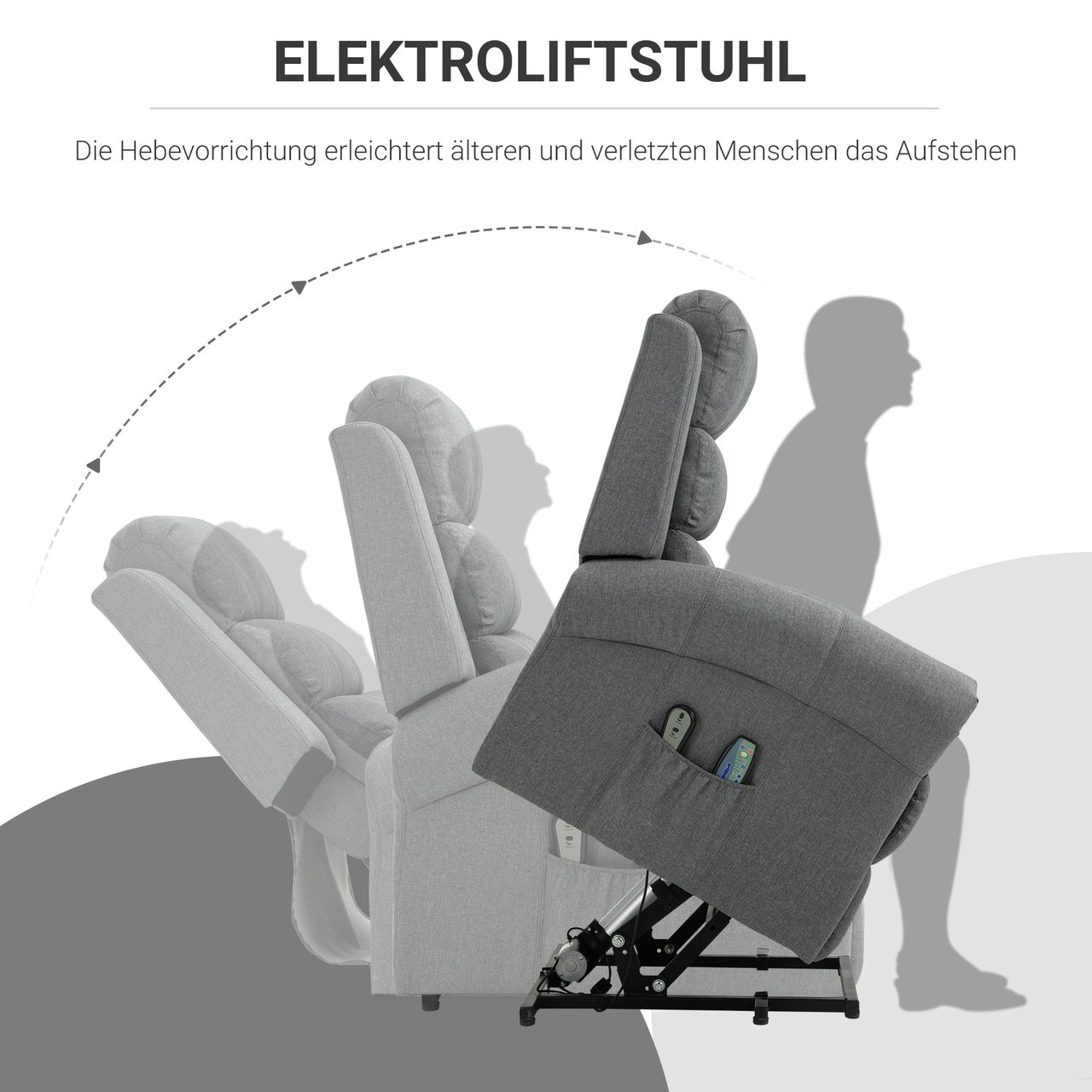 HOMCOM Massagesessel Massagestuhl Aufstehfunktion Wärmefunktion Leinen