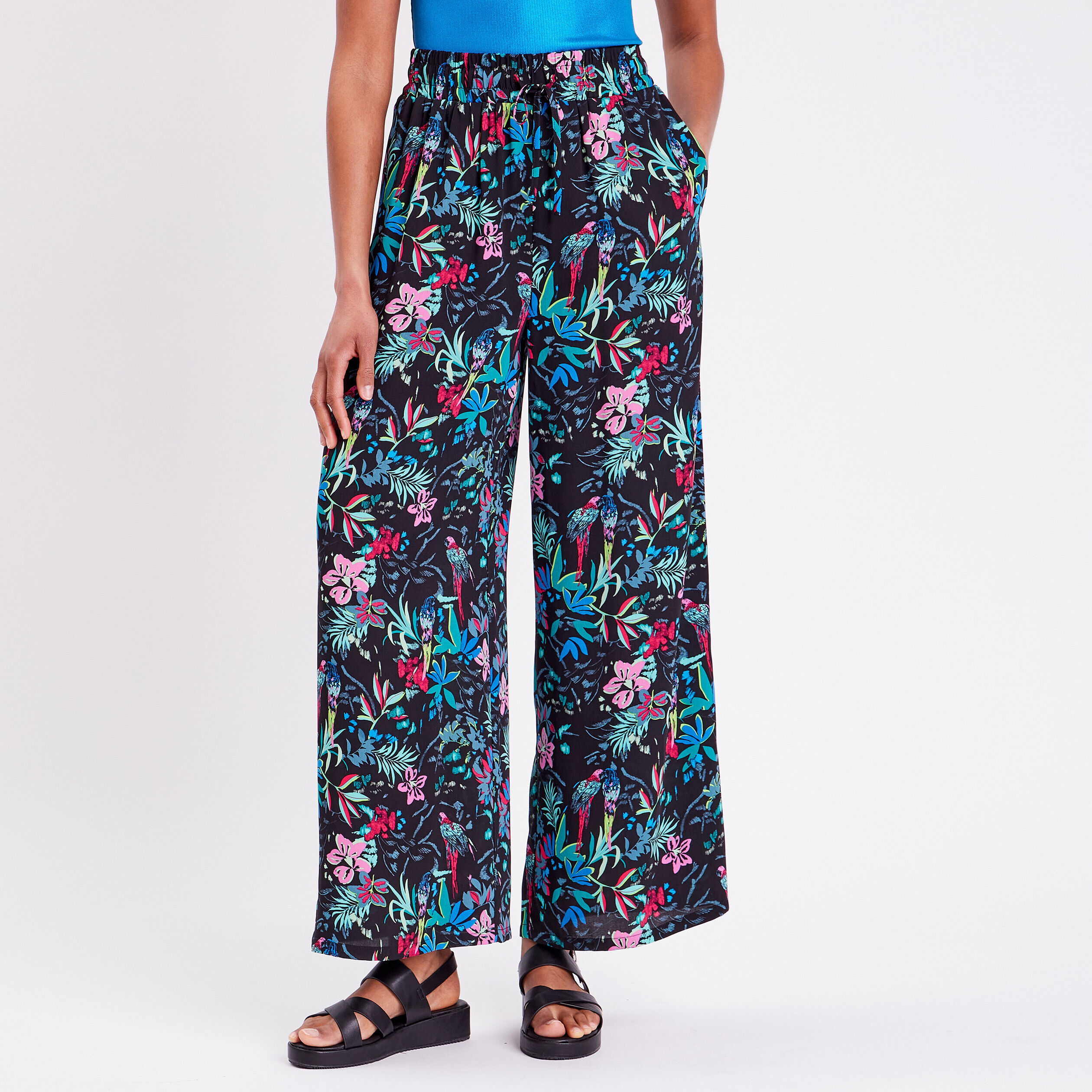 Pantalon ample fluide noir femme | Cache Cache