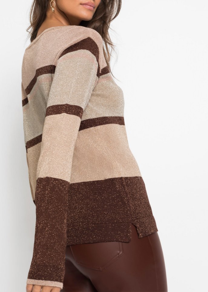 Lurex-Pullover mit Streifen
