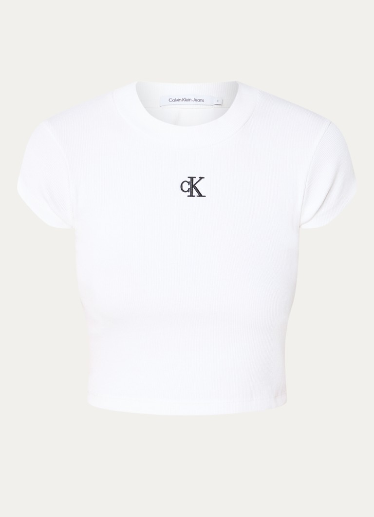 T-shirt corta a coste di Calvin Klein con logo ricamato