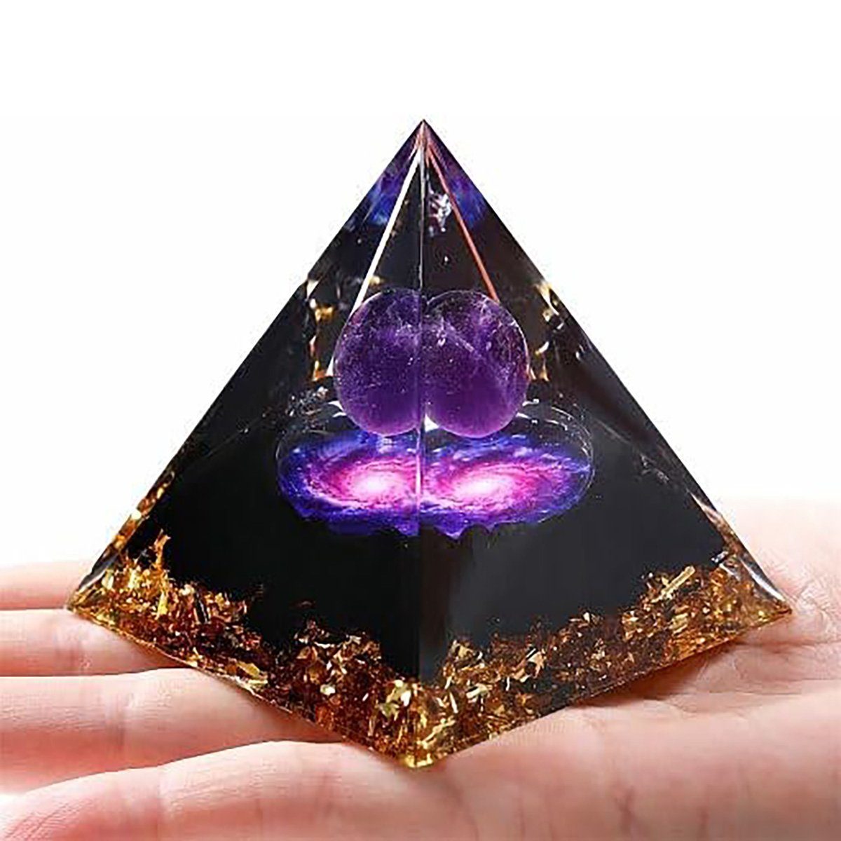 götäzer Mineralstein 2,4-Zoll-Pyramiden-Heilkristall, Stein natürlicher Amethyst-Obsidian, Home Office Schreibtisch Dekor Geschenke Frauen Männer