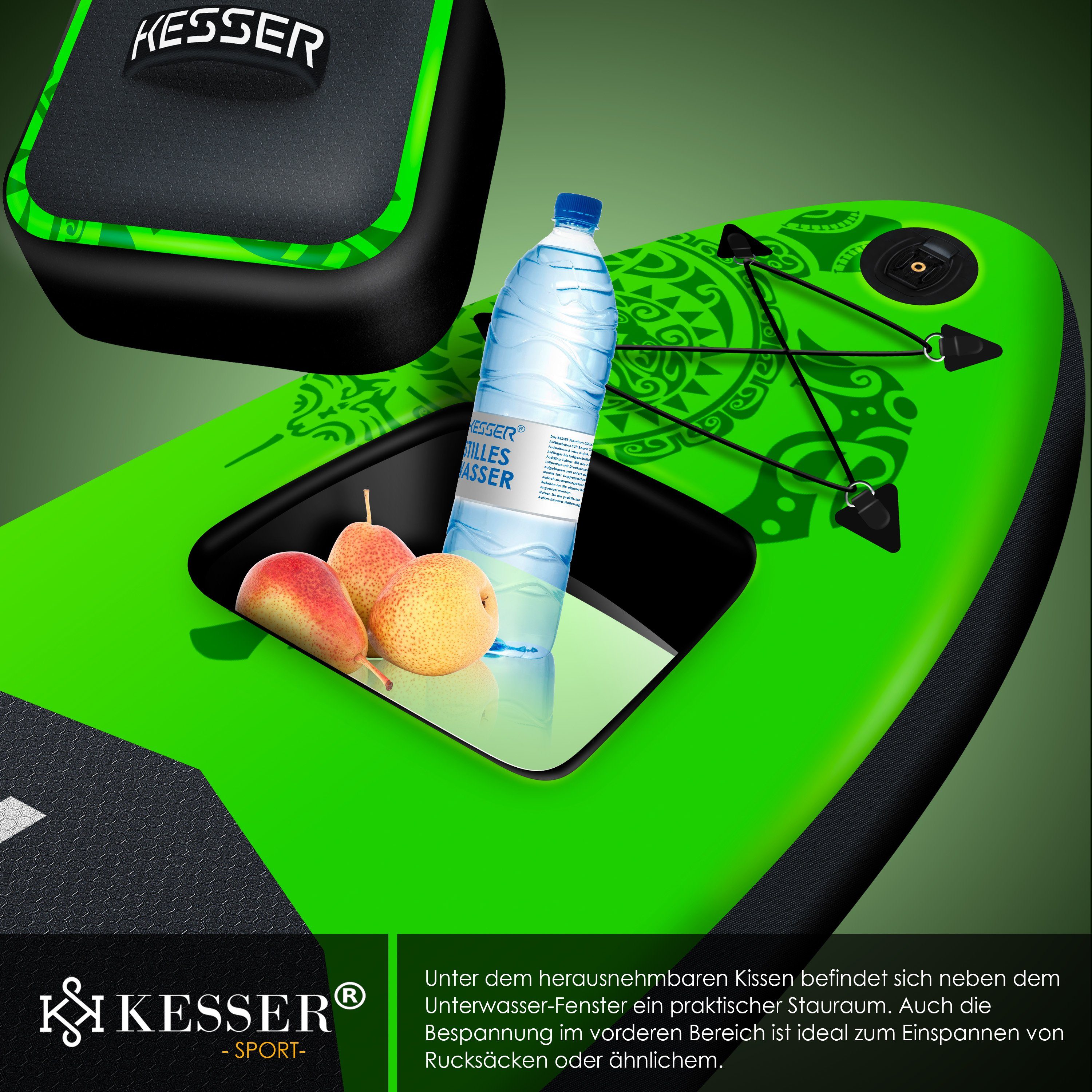 KESSER SUP-Board, SUP Board Aufblasbar Set mit Sichtfenster Stand Up Paddle