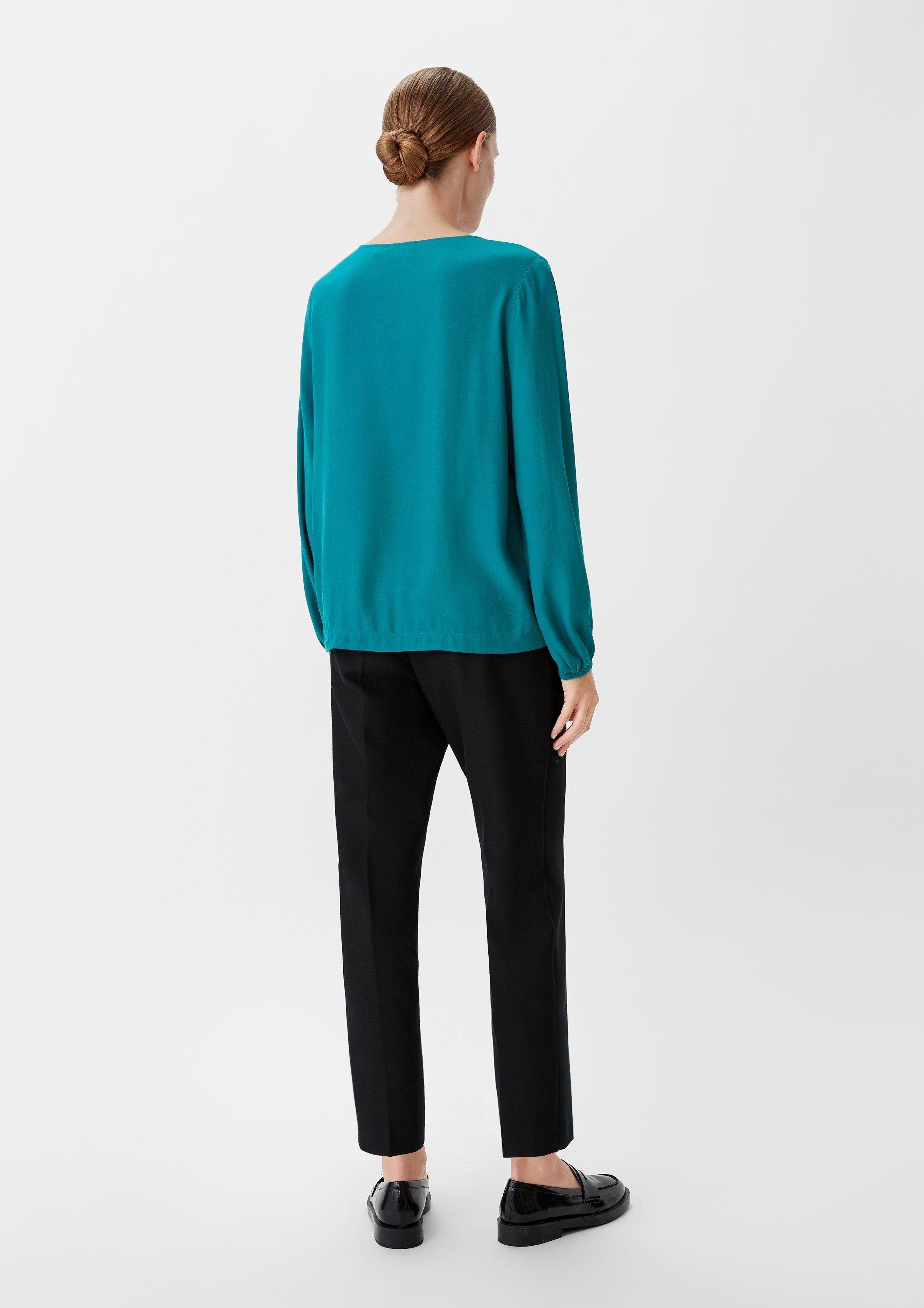 comma casual identity Langarmbluse Langarmbluse aus Viskose Logo, Cut Out