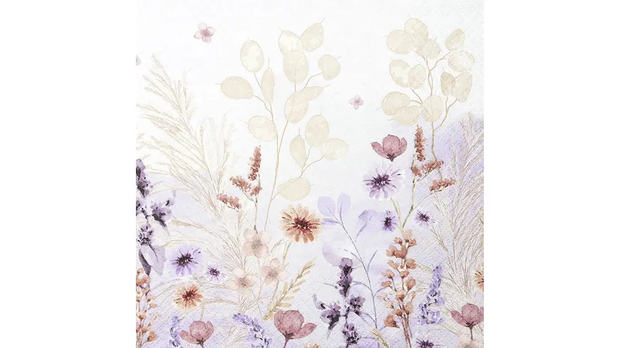 Home-Fashion Servietten mit Gräsern natur 16,5x16,5cm creme