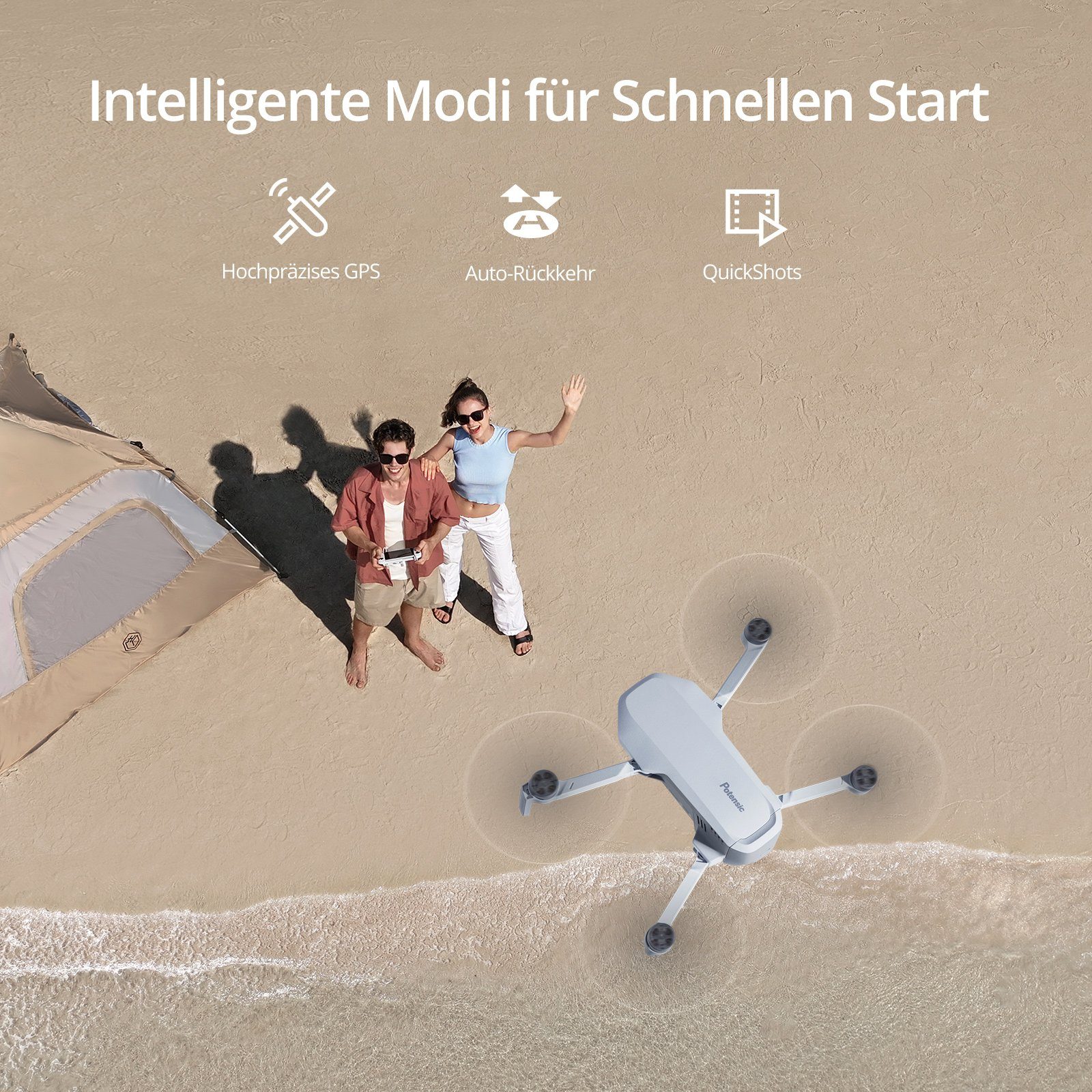 Potensic Atom Fliegen Sie mehr Kombi, 96 Min. Flugzeit, 3-Achsen-Gimbal Quadrocopter (4K, 6KM Übertragung PixSync 3.0, visuelle Verfolgung, QuickShots, RTH)