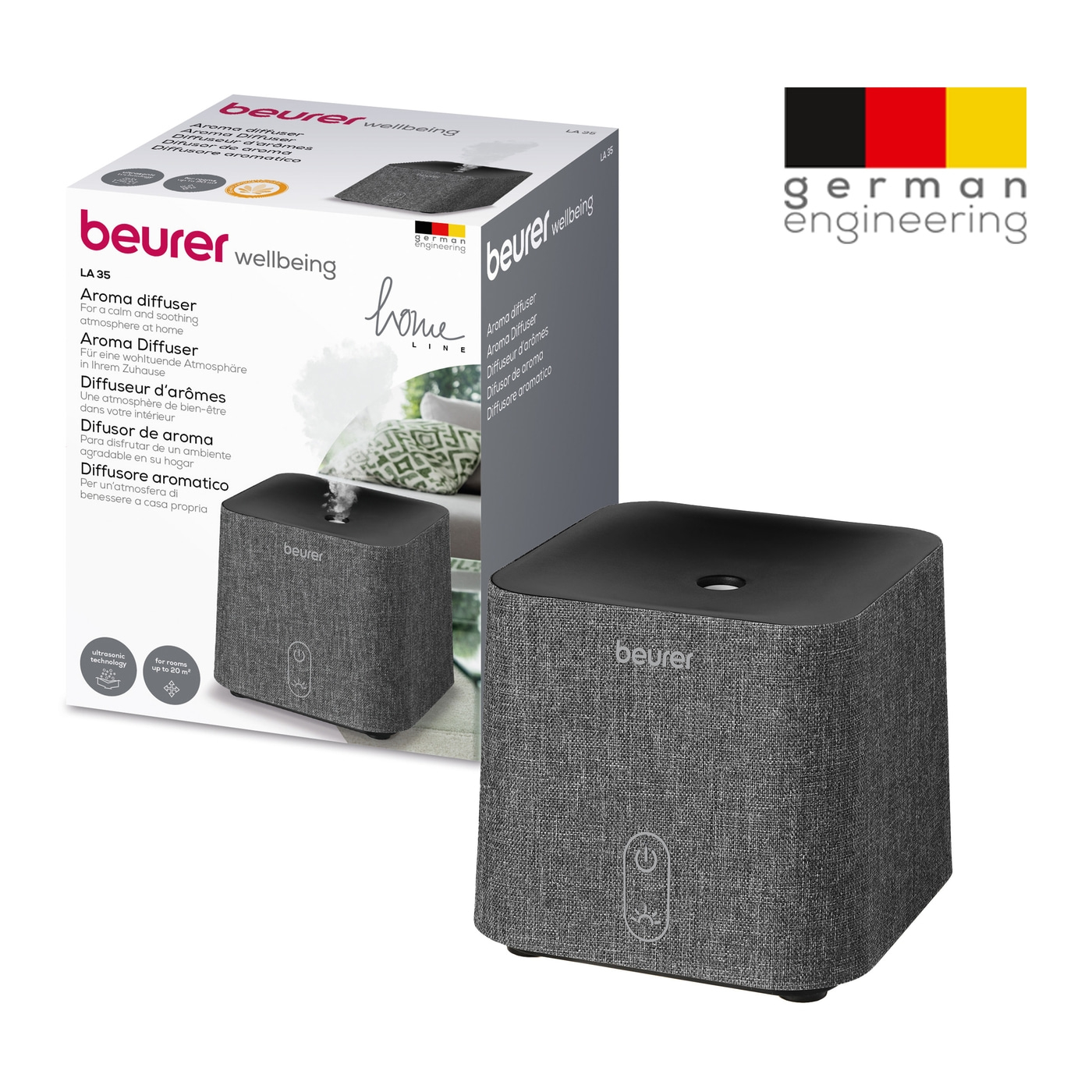 Beurer Aroma Diffuser LA 35-Edles Design mit zweistufiger Verneblung und LED-Licht