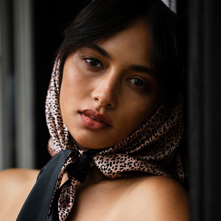 Pure Silk Reversible Hair Wrap - Wild Leopard