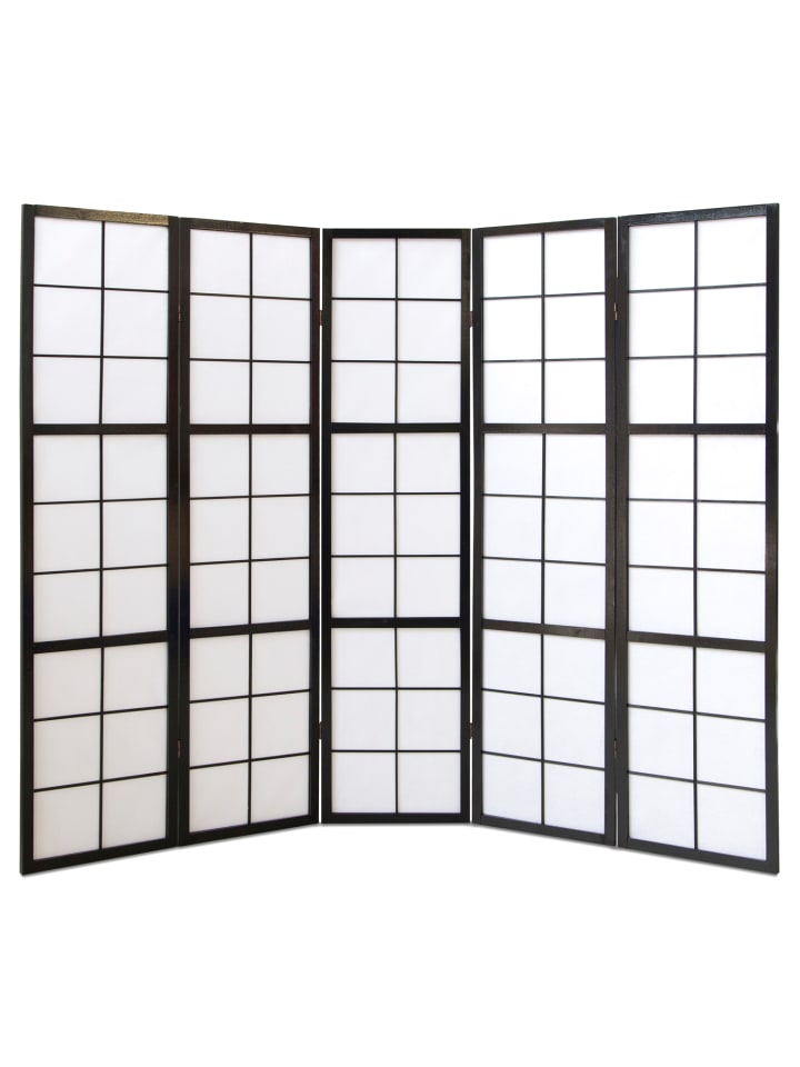 Homestyle4u 5-tlg. Paravent Shoji in Schwarz 220x175 günstig kaufen onesize