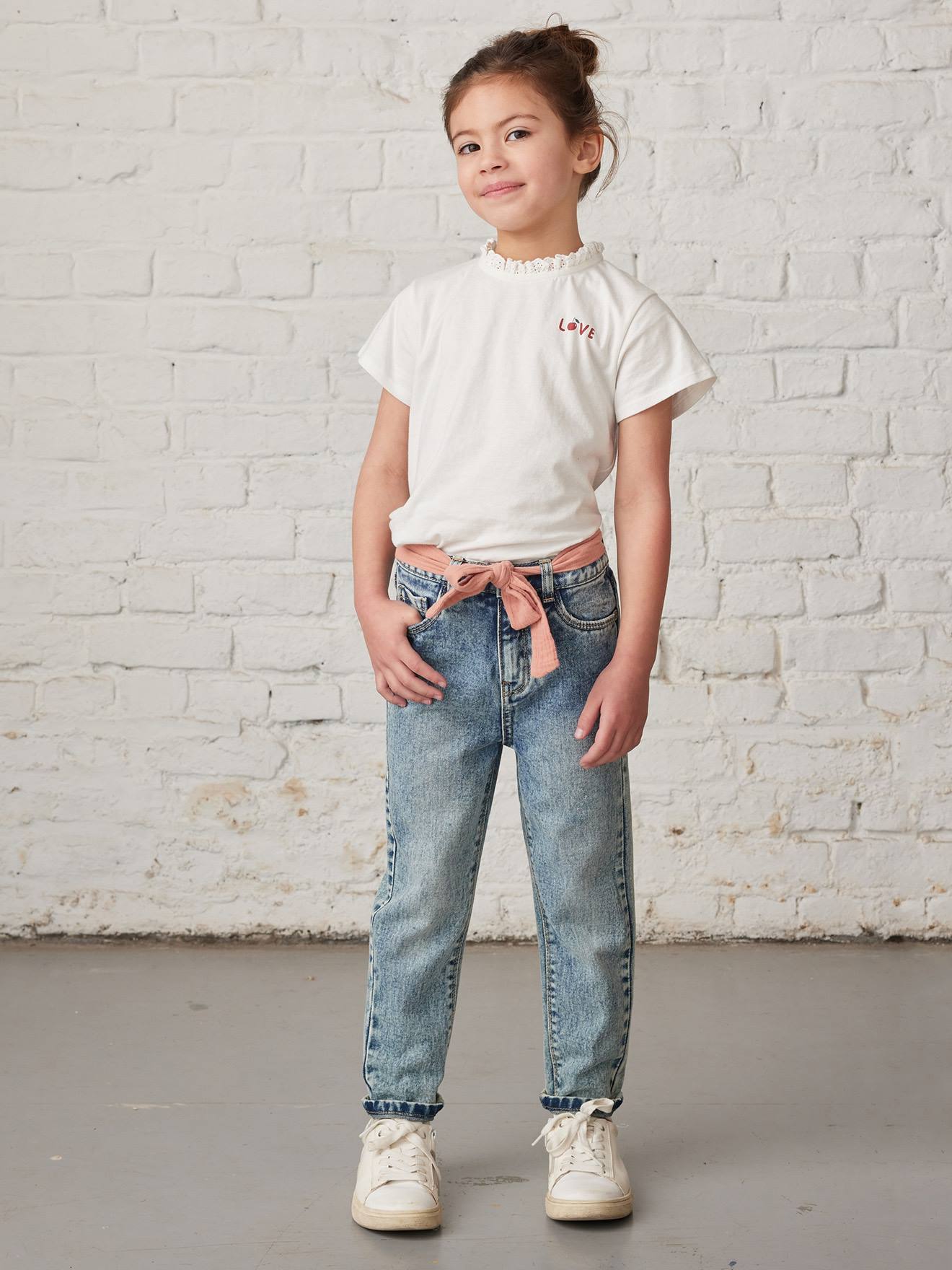 Vertbaudet Mädchen T-Shirt mit Rüschen LOVE, personalisierbar - marine