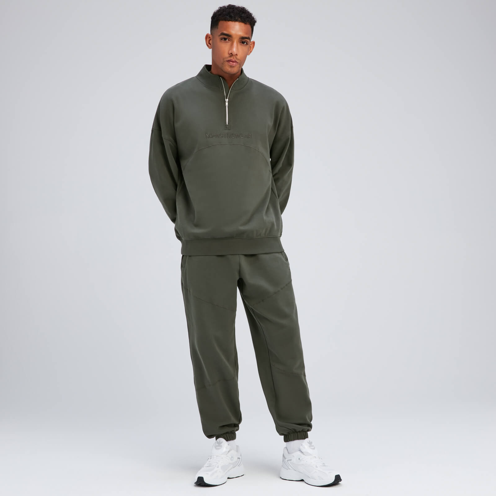 Haut à fermeture éclair ¼ MP Rest Day pour hommes – Vert taupe