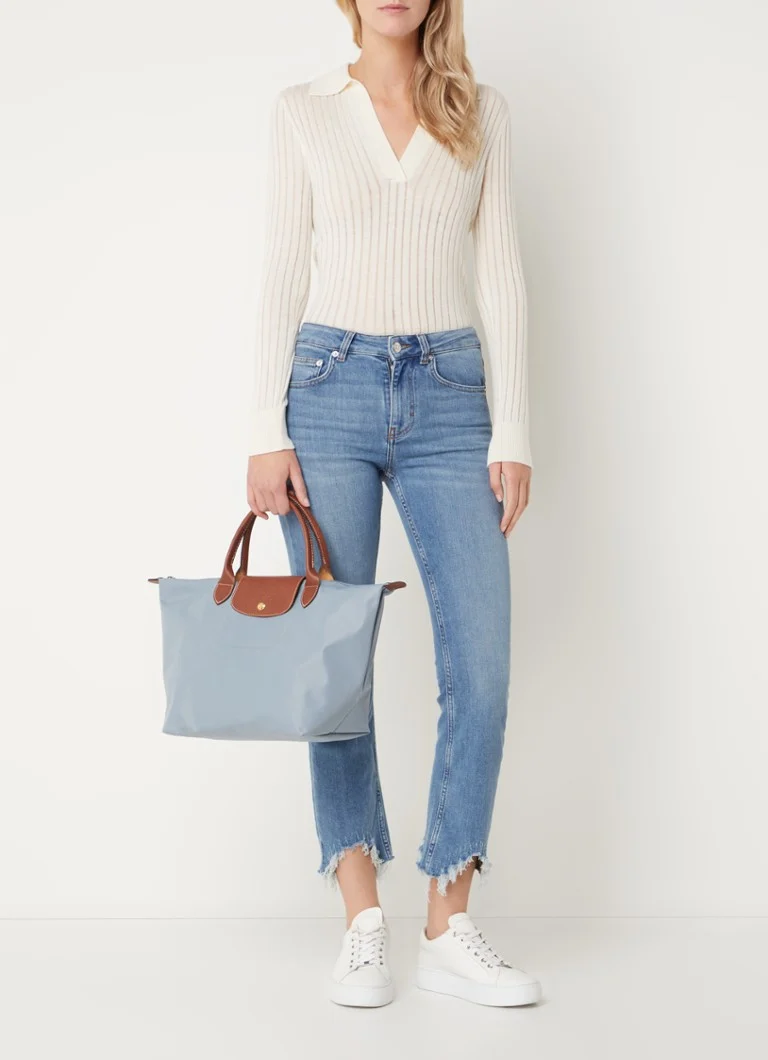 Τσάντα Longchamp Le Pliage Original M με δερμάτινες λεπτομέρειες