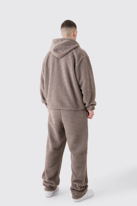 Tall kastiger Oversize Trainingsanzug mit Reißverschluss und Stickerei