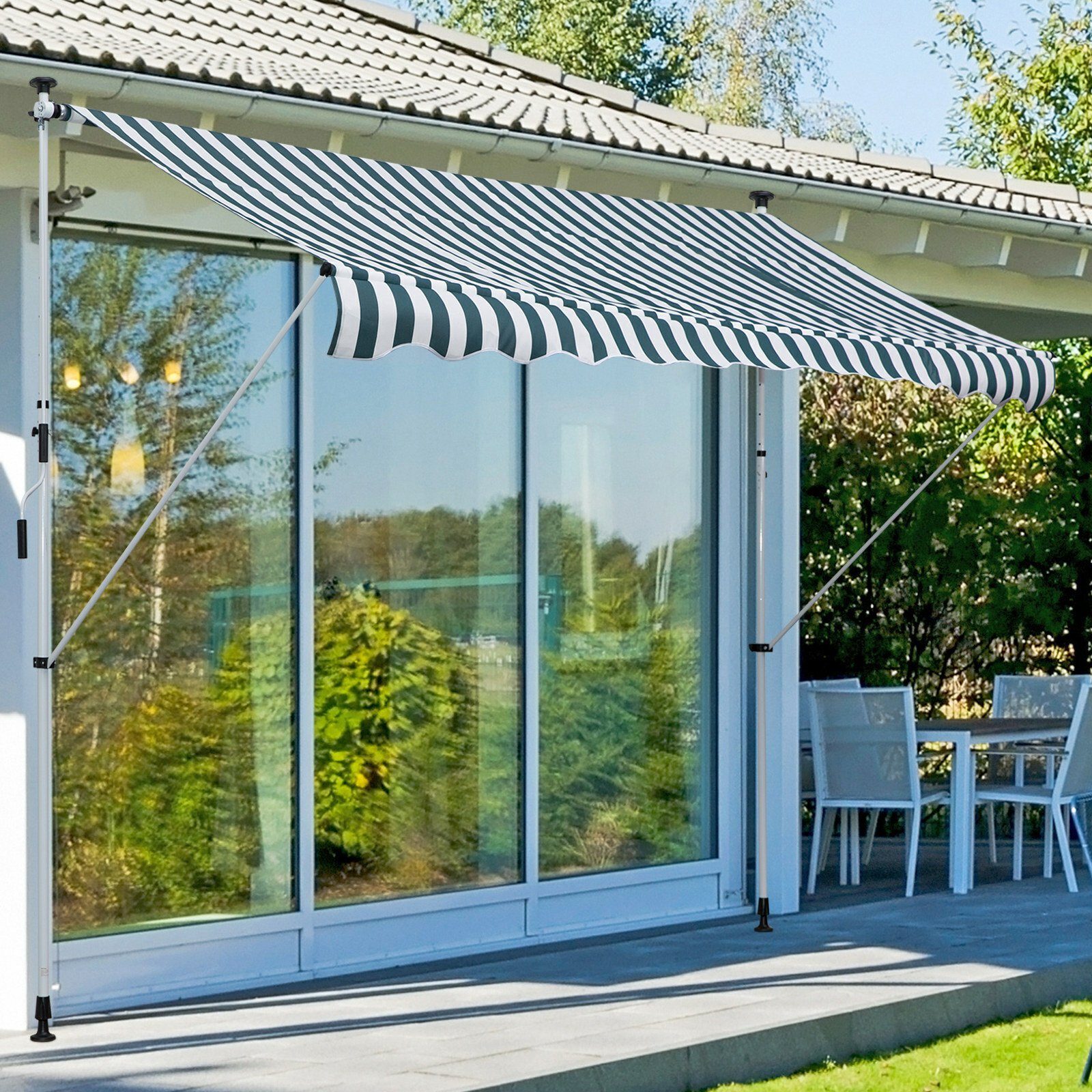 Outsunny Markise Klemmmarkise mit Faltarm