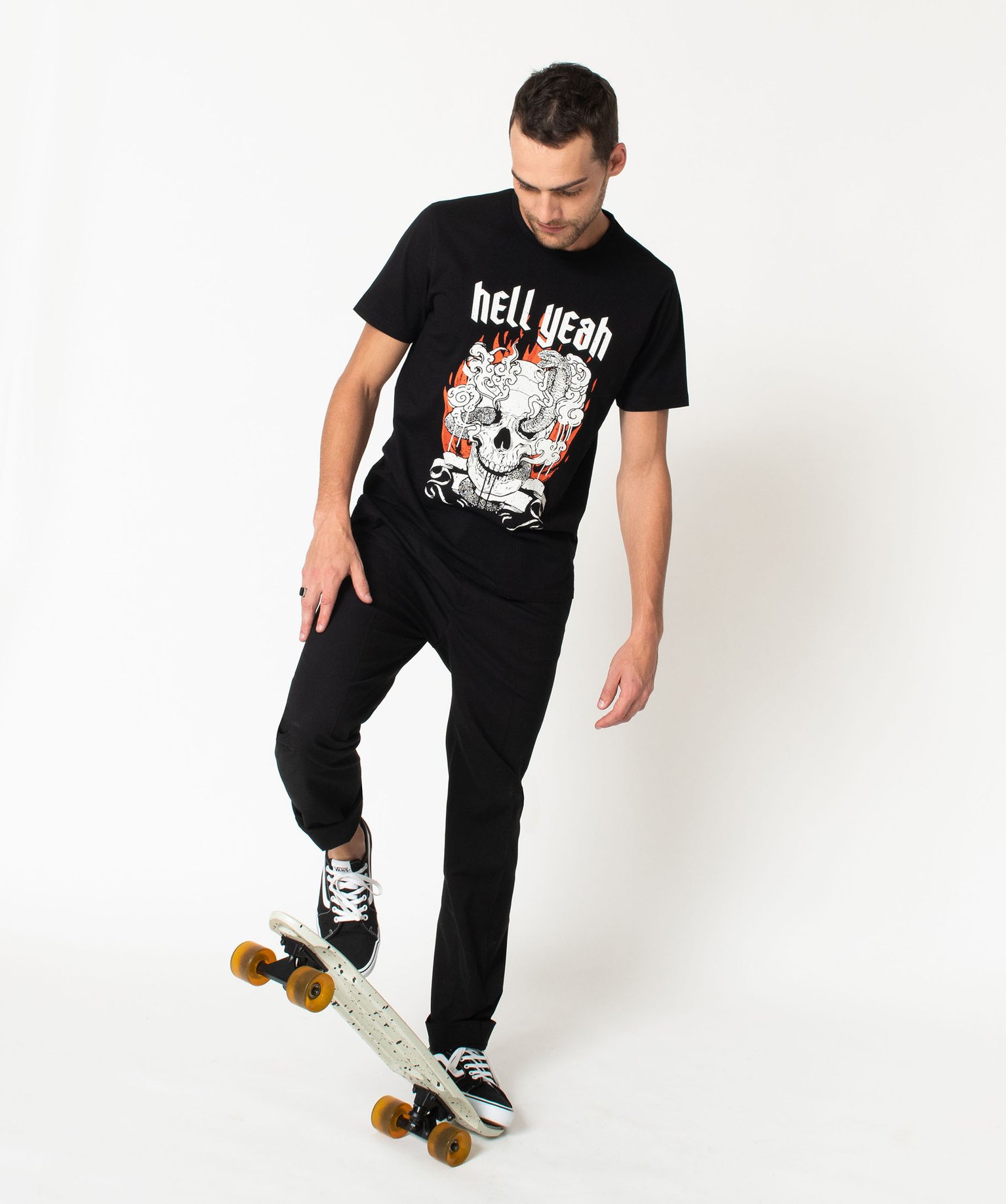 Tee-shirt manches courtes imprimé fantaisie homme noir | GEMO