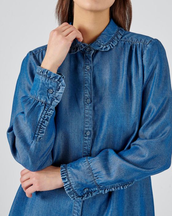 Chemisier col claudine fibres lyocell