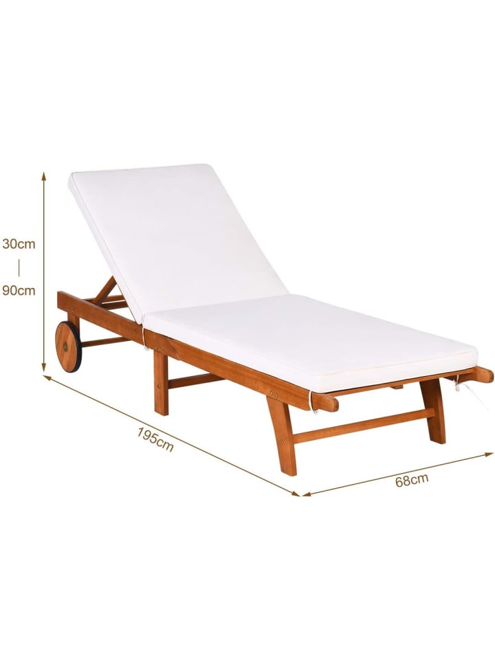 COSTWAY Sonnenliege Holz in Braun günstig kaufen onesize