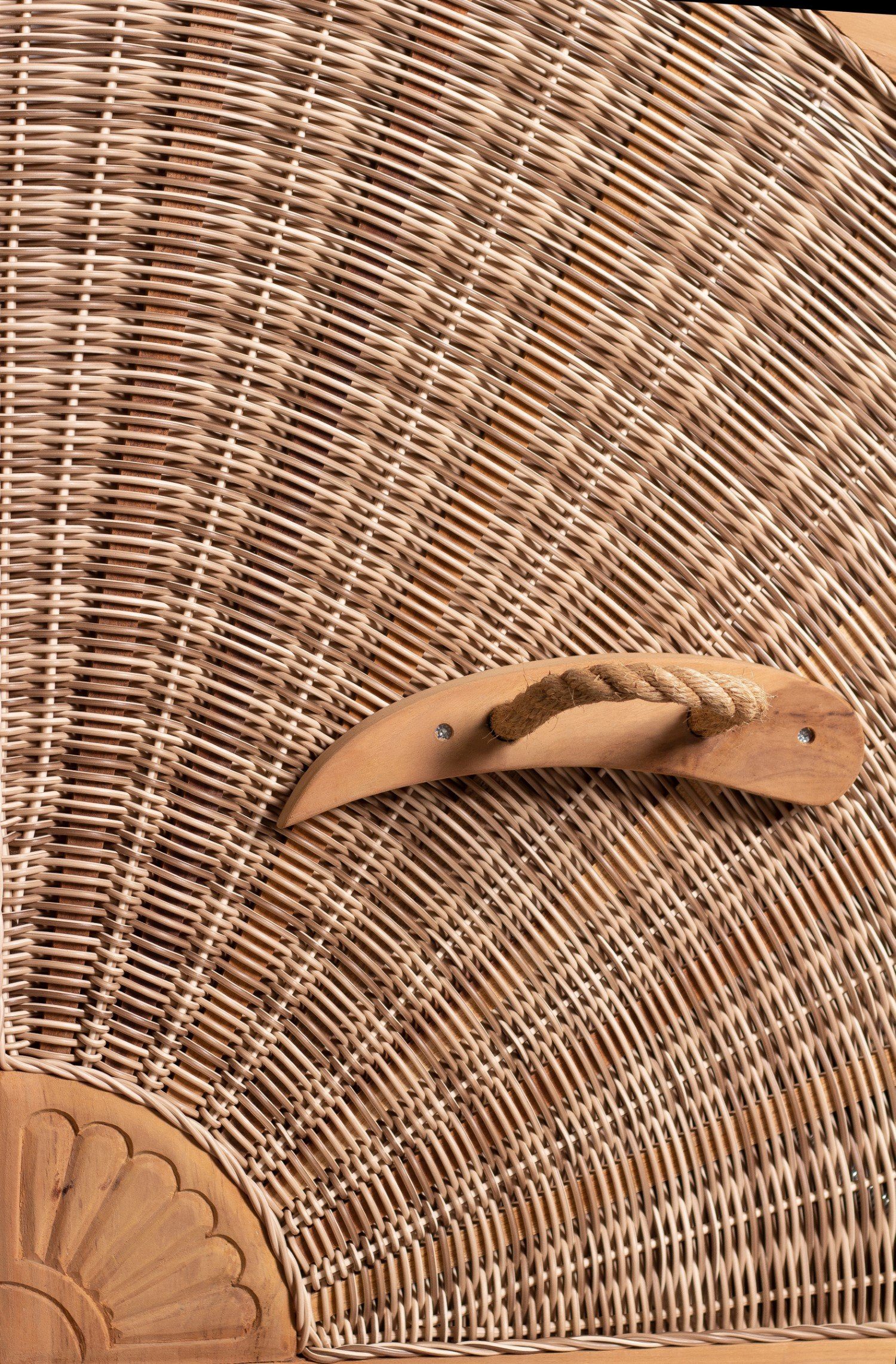 bene living Strandkorb Ammersee 1-Sitzer Teak - PE shell - Modell 500, BxTxH: 96x80x165 cm, Volllieger ca. 175 Grad, Ostsee-Strandkorb, inkl. Liftersystem und Bullaugen