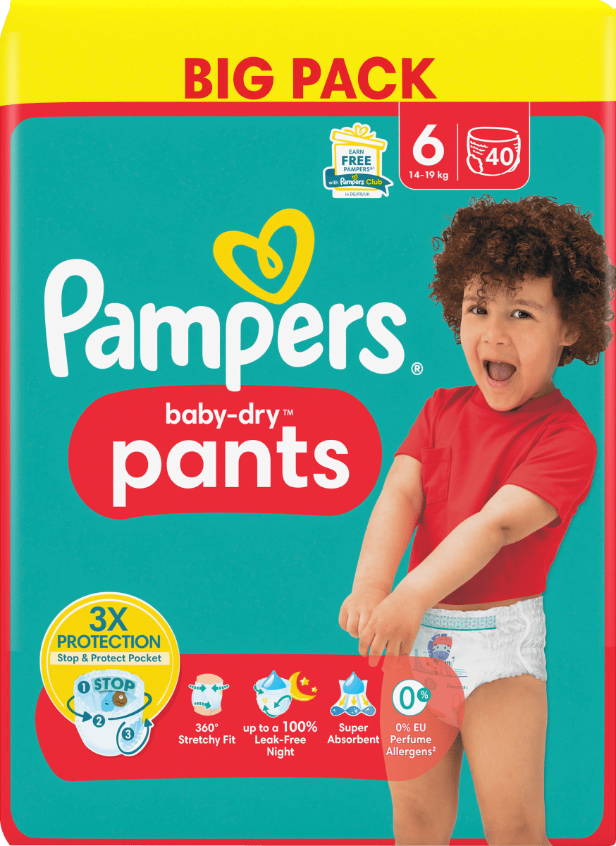 Baby Pants Baby Dry Gr.6 Extra Large (14-19kg), Big Pack, 40 St